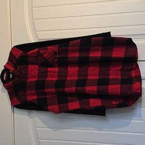 Make + Model Red and Black Plaid Long Sleeve Dress